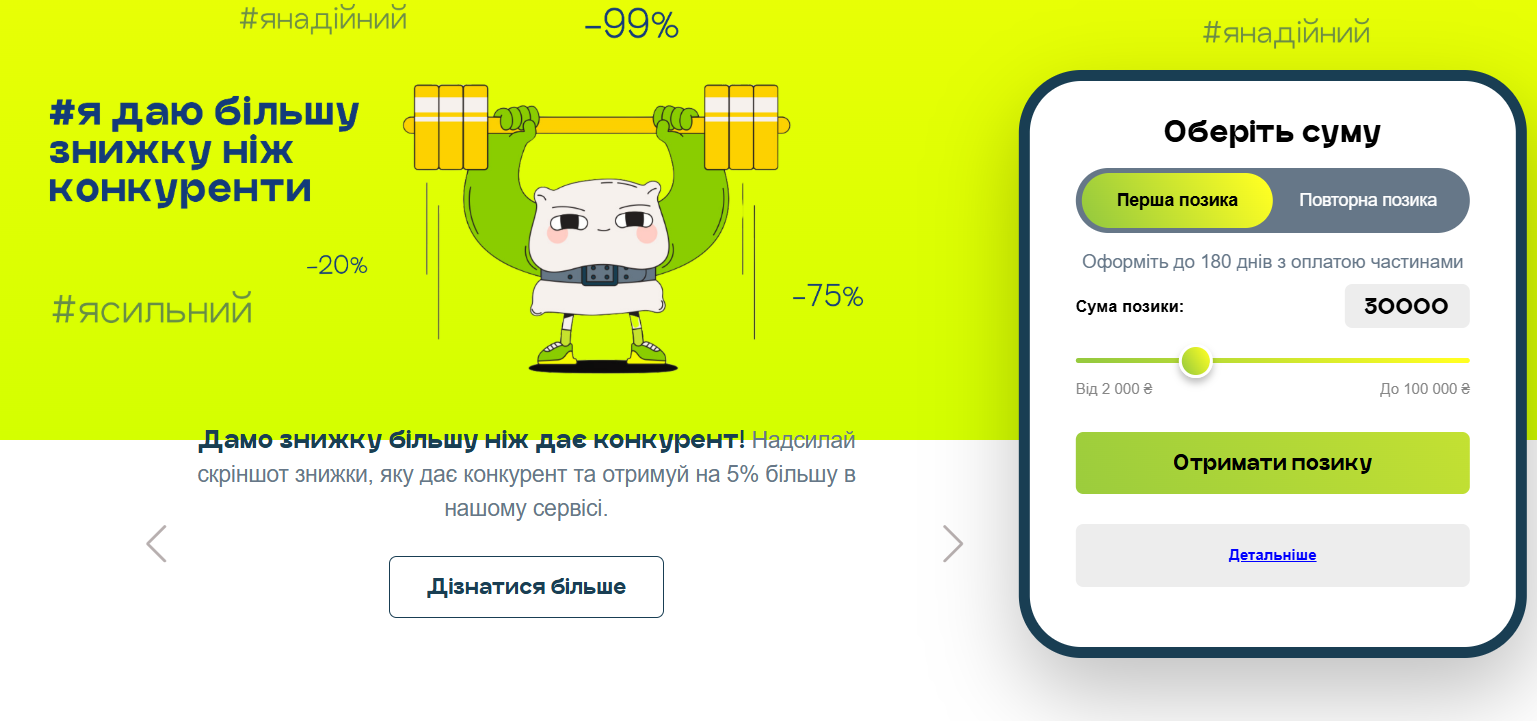 Калькулятор кредиту Є Гроші